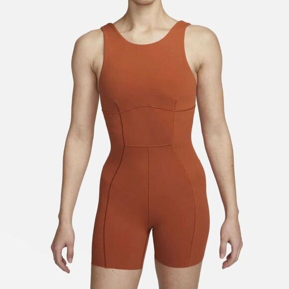 NIKE YOGADri-FIT Luxe Women's Jumpsuit "Dark Russet" Burnt Orange RomperXL